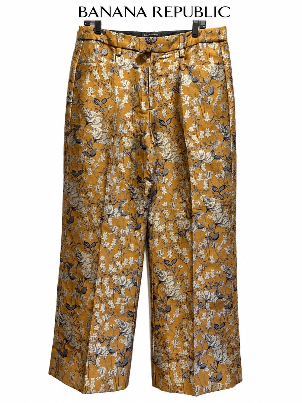 Banana Republic Floral Metallic Jacquard Wide Leg Pants Size 12